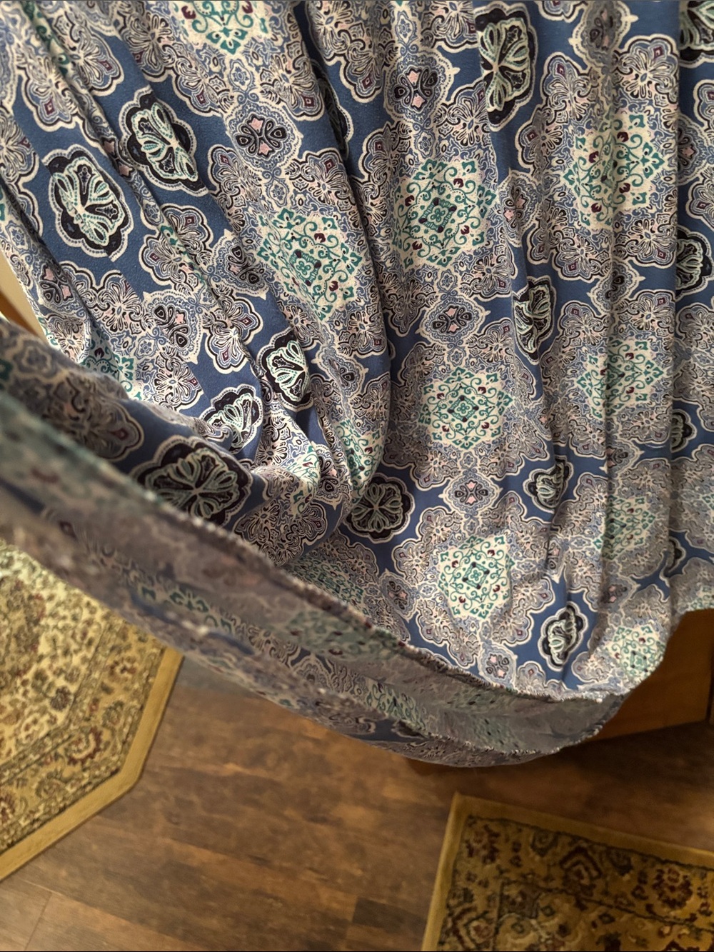 Croft & Barrow 1X Blue Paisley Smocked Midi/Maxi Dress Sleeveless Rayon - Picture 7 of 7